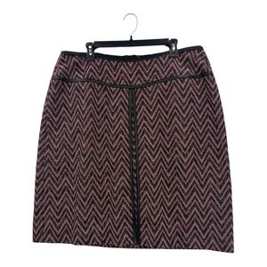DONCASTER COLLECTION Women's 16W Tweed Chevron Faux Leather Trim A-Line Skirt